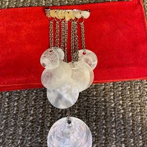 Pin w/ silver chains & delicate shell medallions